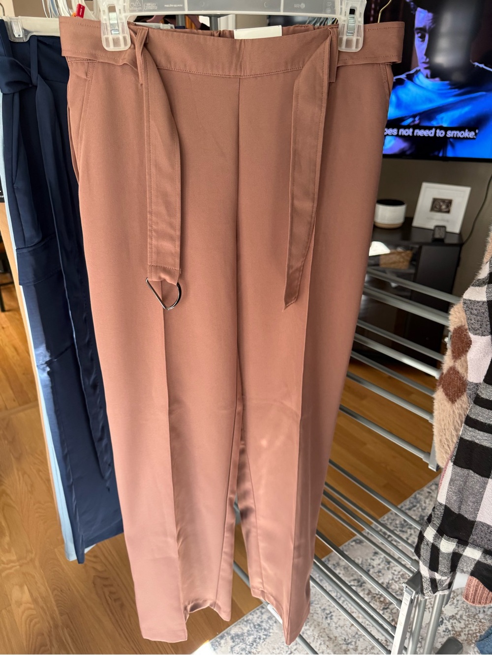 NWT Women’s Dusty Rose Pull-On Wide Leg Pants Belted Trousers